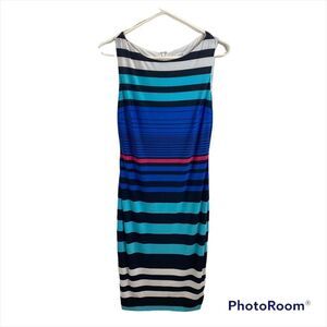 Cache Brand Midi Length Sleeveless High‎ Neck Striped Dress Size Small